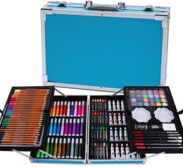 KX5353_1 Zestaw plastyczny do malowania w walizce 145el niebieski