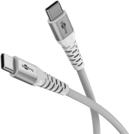 Goobay Goobay Kabel USB-C Supersoft Textile z metalowymi wtyczkami, 1 m, biały