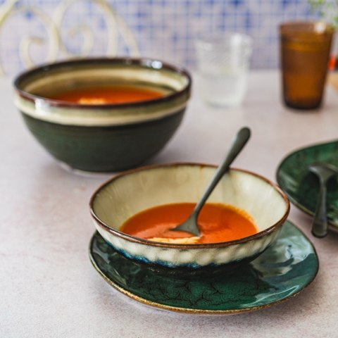 KOMPLET OBIADOWY OMBRES DLA 6 OSÓB 18 ELEM. GREEN GREY