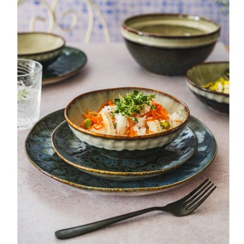 KOMPLET OBIADOWY OMBRES DLA 6 OSÓB 18 ELEM. NAVY GREY