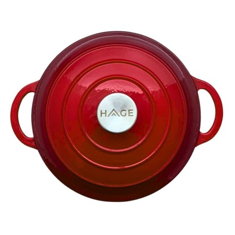 EMALIOWANY GARNEK ŻELIWNY 24cm 4L HAGE CZERWONY