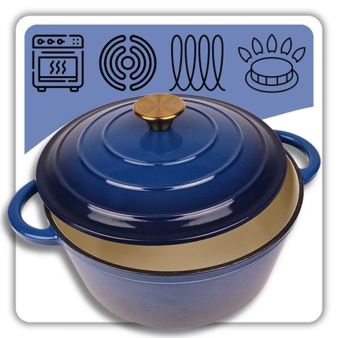 EMALIOWANY GARNEK ŻELIWNY 26cm 5L HAGE NIEBIESKI