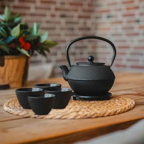 ZAPARZACZ ŻELIWNY DZBANEK CZARNY 900ml Z FILTREM i FILIŻANKAMI PREZENT