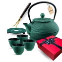 ZAPARZACZ ŻELIWNY DZBANEK ZIELONY 900ml Z FILTREM i FILIŻANKAMI PREZENT