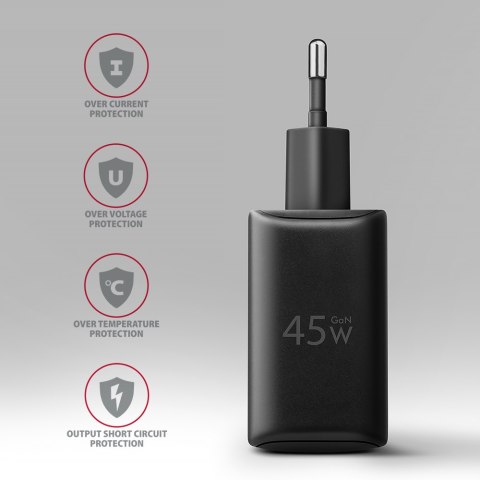 AXAGON AXAGON GaN wallcharger 2x port (USB-A + USB-C), PD3.0/PPS/QC4+/SFC2.0/AFC/SCP/FCP/Apple, 45W | ACU-PQ45