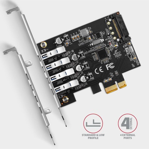 AXAGON AXAGON PCI-Express card with four external USB 3.2 Gen1 ports with dual power | PCEU-43RS