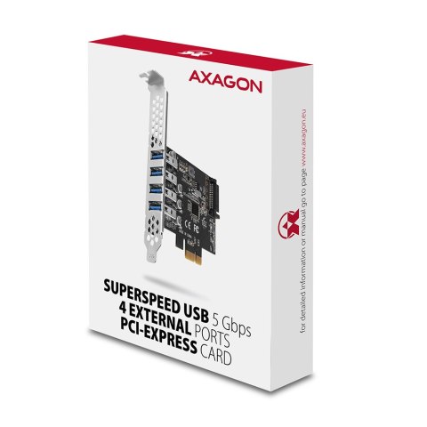 AXAGON AXAGON PCI-Express card with four external USB 3.2 Gen1 ports with dual power | PCEU-43RS