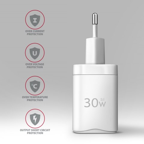 AXAGON AXAGON Sil wallcharger 1x port USB-C, PD3.0 /PPS/QC4+/SFC/AFC/Apple, 30w | ACU-PD30W