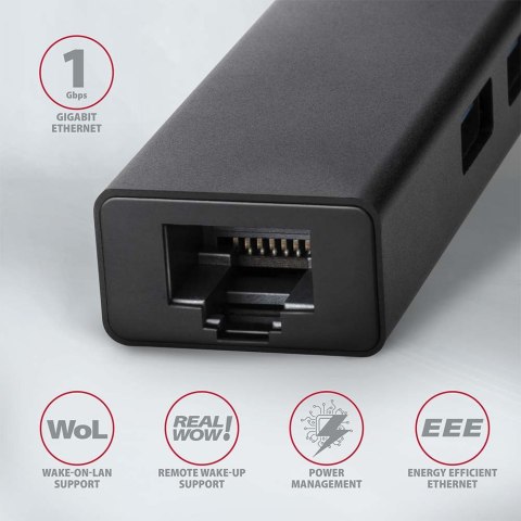 AXAGON AXAGON SuperSpeed USB-A Hub and Gigabit LAN | HMA-GL3A