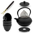 ZAPARZACZ ŻELIWNY DZBANEK CZARNY 1,4L Z FILTREM i FILIŻANKAMI PREZENT