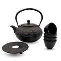 ZAPARZACZ ŻELIWNY DZBANEK CZARNY 1,4L Z FILTREM i FILIŻANKAMI PREZENT