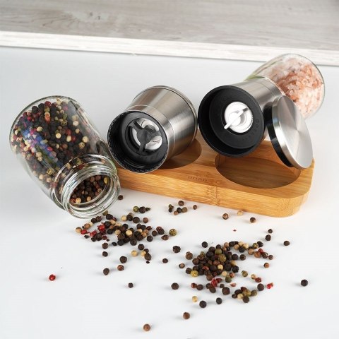 Młynek do Mielenia Przypraw Pieprzu i Soli na Stojaku ORION 14,5 cm Zestaw