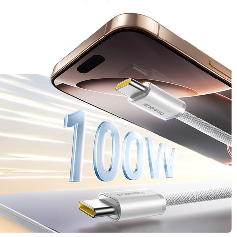 Kabel magnetyczny z oplotem USB-C 100W 1m - biały
