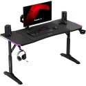 Biurko gamingowe dla graczy LED RGB HERO 3.6 regulacja wysokości 140x60cm - czarny