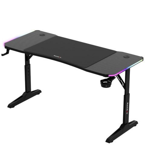 Biurko gamingowe dla graczy LED RGB HERO 3.6 regulacja wysokości 140x60cm - czarny