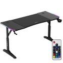 Biurko gamingowe dla graczy LED RGB HERO 3.6 regulacja wysokości 140x60cm - czarny
