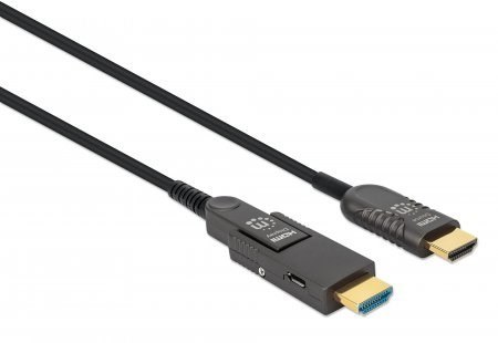 Kabel światłowodowy MANHATTAN Active High Speed HDMI z odłączanym złączem 4K@60Hz UHD, HDMI męski na Micro HDMI męski (typ D) i 