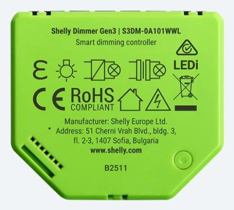 Inteligentny ściemniacz oświetlenia LED WiFi Shelly Dimmer Gen3