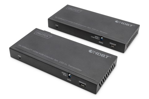 Extender HDBaseT KVM Zestaw, 150 m, 4K/60Hz, USB 2.0, PoC, IR, czarny
