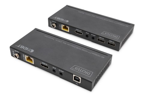 Extender HDBaseT KVM Zestaw, 150 m, 4K/60Hz, USB 2.0, PoC, IR, czarny