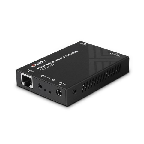 Lindy HDMI i IR over IP Extender - Odbiornik, 1920 x 1080 pikseli, Amplituner AV, 150 m, Przewodowy, HDCP