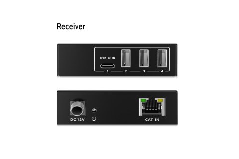 Przedłużacz (extender) po skrętce kat.6A USB 3.1 Gen1 do 100m, 3x USB-A, 1x USB-C do 5 Gbps, 1x RJ45 (Gigabit Ethernet) - zestaw