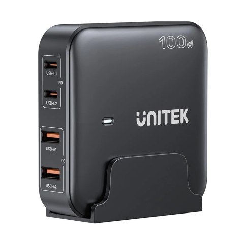 Sieciowa ładowarka GaN - Unitek P1229ABK01-EU | 100W 2x USB-C 2x USB-A