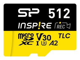 Karta pamięci Silicon Power Inspire 512 GB MicroSDXC V30 UHS-I U3 A2 4K + adapter (SP512GBSTXLA2V1NSP)