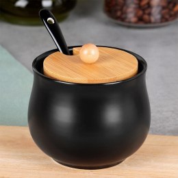 Cukierniczka Ceramiczna VILDE 250 ml Czarna z Pokrywką i Łyżeczką