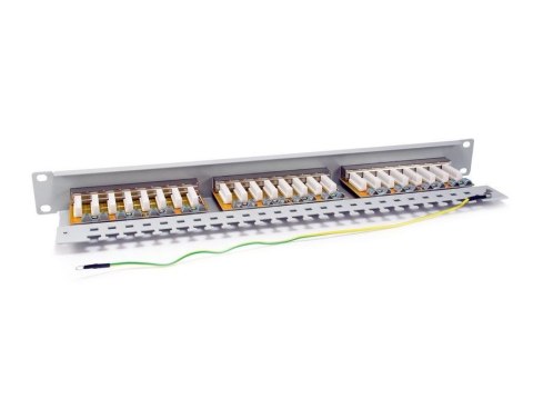 Wyposażenie 19" Patch Panel 24xRJ45 Cat6 FTP 1U 250MHz RAL7035