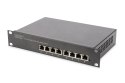 Zestaw sieciowy 10": szafa wisząca 6U, półka, listwa zasilająca, 8-port switch, panel kat.6, szary