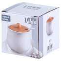 Cukierniczka Ceramiczna VILDE 250 ml Biała 9 x 9 cm z Pokrywką i Łyżeczką