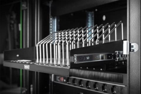 Półka 19" 4,5U 340mm wysuwana na tablety, laptopy,smartfony, RAL 9005