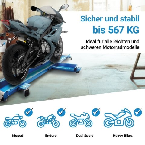 Platforma do manewrowania motocyklem 567 kg z wytrzymałej stalowej bazy solidnej