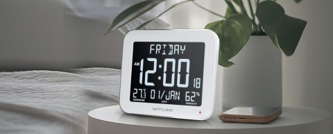 Zegar ścienny z funkcją budzika Muza M-090 WMC Biały