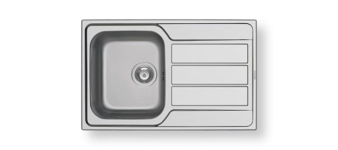 Pyramis Athena (79X50) 1B 1D 100178701 Zlewozmywak stalowy z ociekaczem gładki polerowany, srebrny