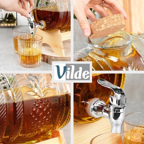 Słój Dozownik Dyspender do Napojów z Kranikiem Stojakiem Szklany ORION 3l