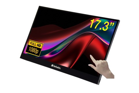 Monitor komputerowy Verbatim 49593 43,9 cm (17.3") 1920 x 1080 px Full HD LCD Ekran dotykowy Czarny