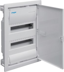 Rozdzielnica podtynkowa z drzwiami metalowymi, 2 rzędy, 24 moduły, IP30, QC, HAGER Volta VU24AT