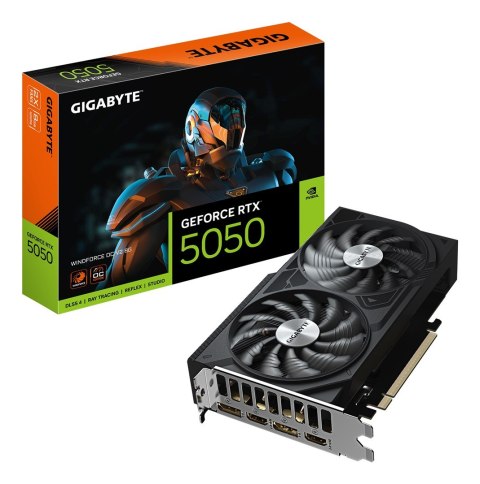 Karta graficzna Gigabyte GeForce RTX 5050 WINDFORCE OC V2 8G, Technologia NVIDIA, 8 GB, GeForce RTX 5050, Pamięć GDDR6, Ilość po
