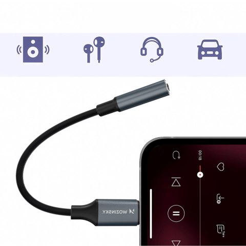 Adapter przejściówka iPhone Lightning - mini jack 3.5mm - czarny