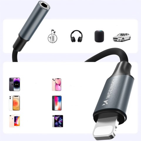 Adapter przejściówka iPhone Lightning - mini jack 3.5mm - czarny
