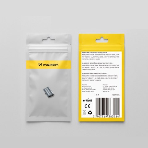 Adapter przejściówka kątowa USB-C 40Gb/s 240W 8K OTG - szara