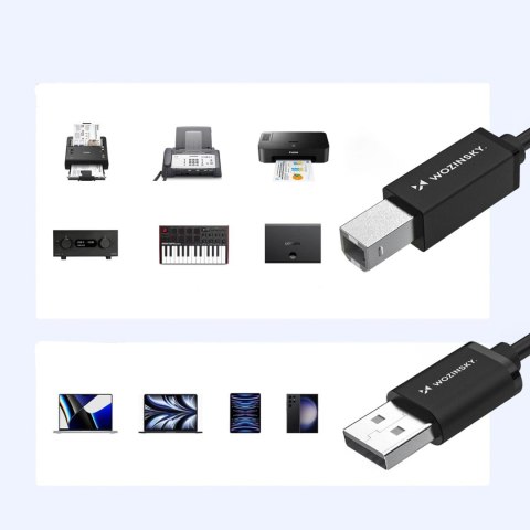 Kabel przewód do drukarki skanera USB-B - USB-A 480Mb/s 1m - czarny