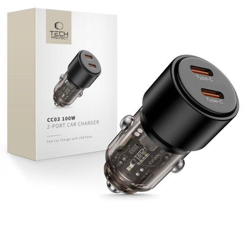 Ładowarka samochodowa 2x USB-C PD 100W - czarna