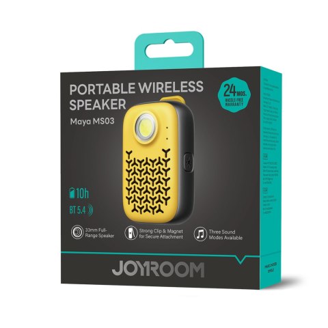 Głośnik przenośny z latarką magnesem klipsem Bluetooth IP67 - żółty