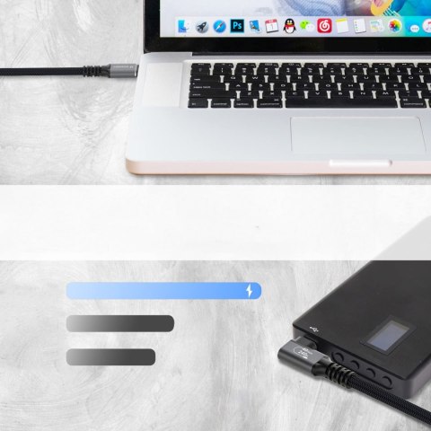 Kabel przewód kątowy USB-C Thunderbolt 4 240W 1.5m 4K - czarny