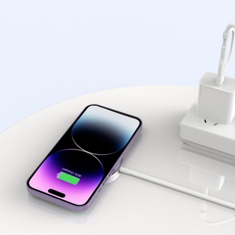 Ładowarka bezprzewodowa magnetyczna do smartfona QI15W-A44 MagSafe - biała