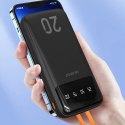 Powerbank K6Pro+ 20000mAh z wbudowanymi kablami USB-C microUSB iPhone Lightning - czarny