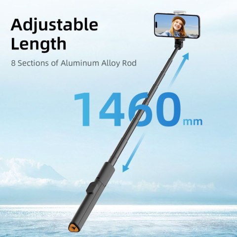 Selfie Stick kijek do zdjęć statyw tripod składany z pilotem Bluetooth 146 cm